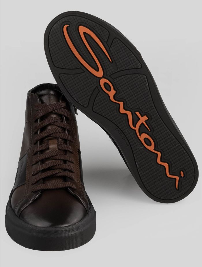 Santoni Brown Leather Sneakers | IsuiT