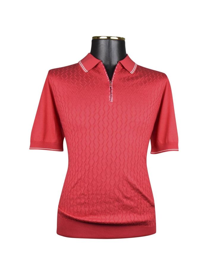 ZILLI Red Silk Polo Half Zip | IsuiT