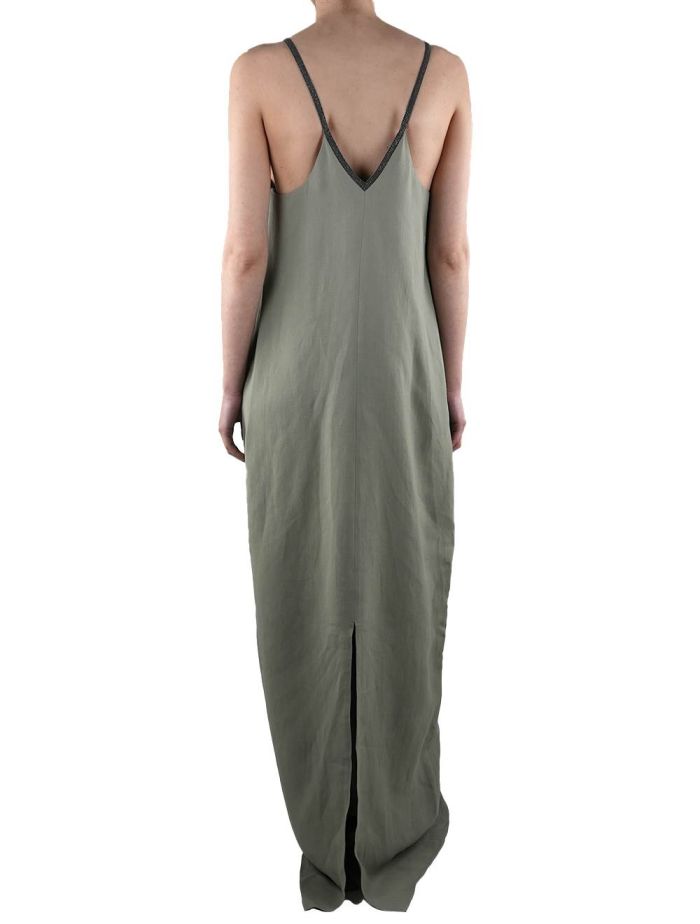 Brunello Cucinelli MH126A5171C2947 関税送料込 Brunello Cucinelli Green Viscose Linen Dress Woman | IsuiT
