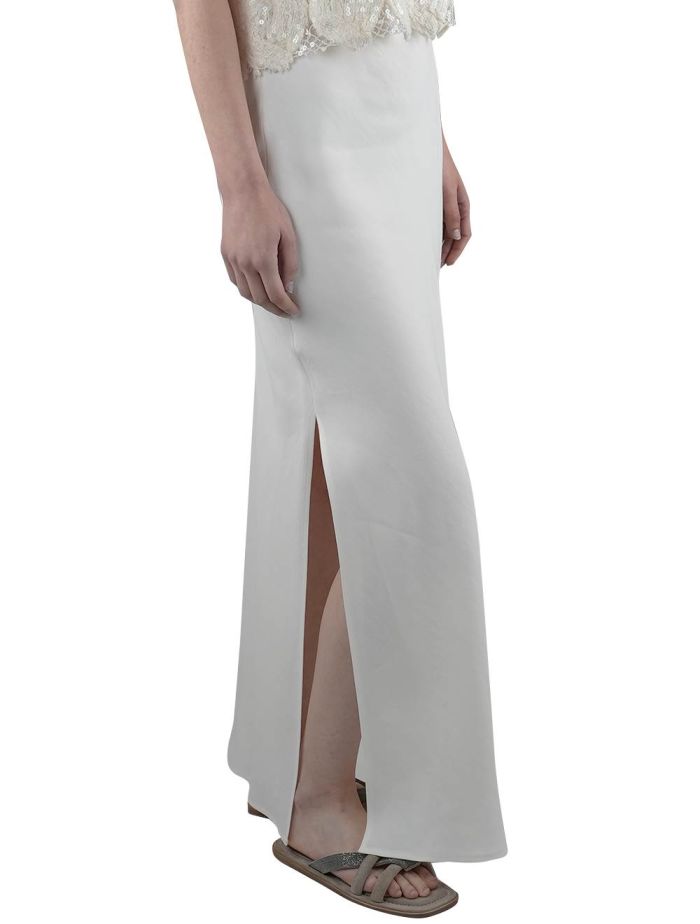 Brunello Cucinelli White Viscose Linen Skirt Woman | IsuiT