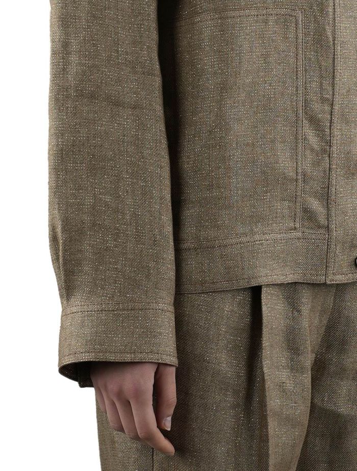 Brunello Cucinelli Gold Linen Pa Metallic Coat Woman | IsuiT