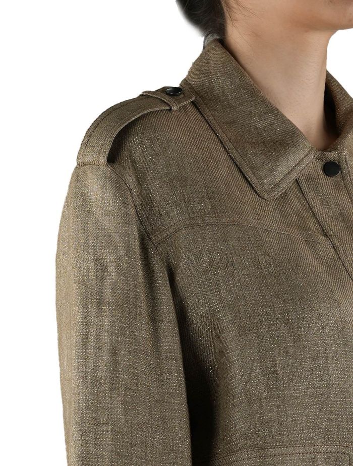 Brunello Cucinelli Gold Linen Pa Metallic Coat Woman | IsuiT