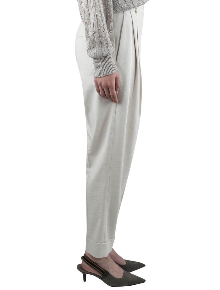 Brunello Cucinelli Beige Cotton Viscose Pl Pa Pants Woman