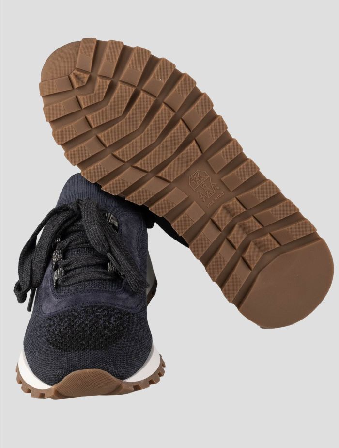 Brunello Cucinelli Blue Cotton Viscose Polyestermetal Sneakers | IsuiT