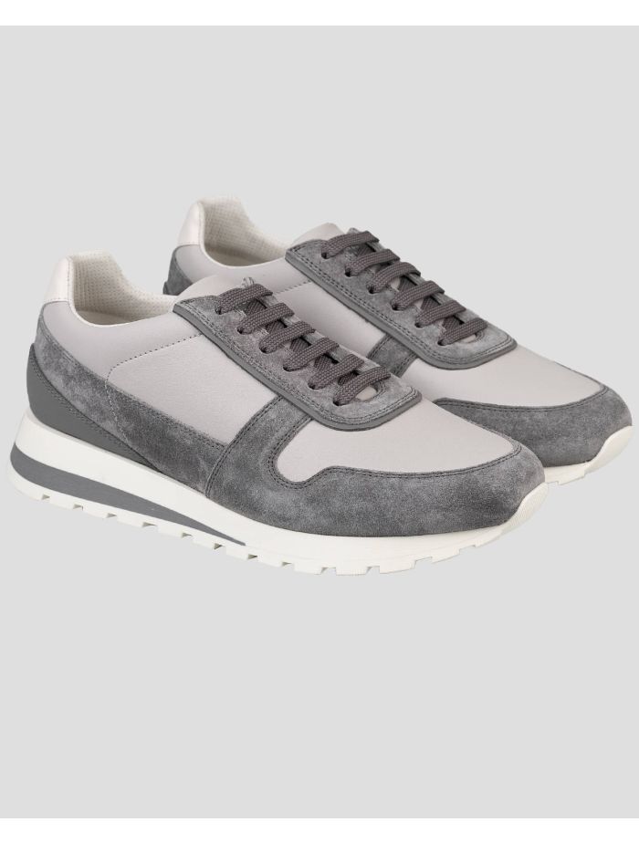 Brunello Cucinelli Gray Leather Sneakers | IsuiT