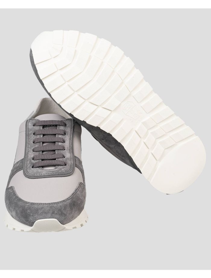 Brunello Cucinelli Gray Leather Sneakers | IsuiT