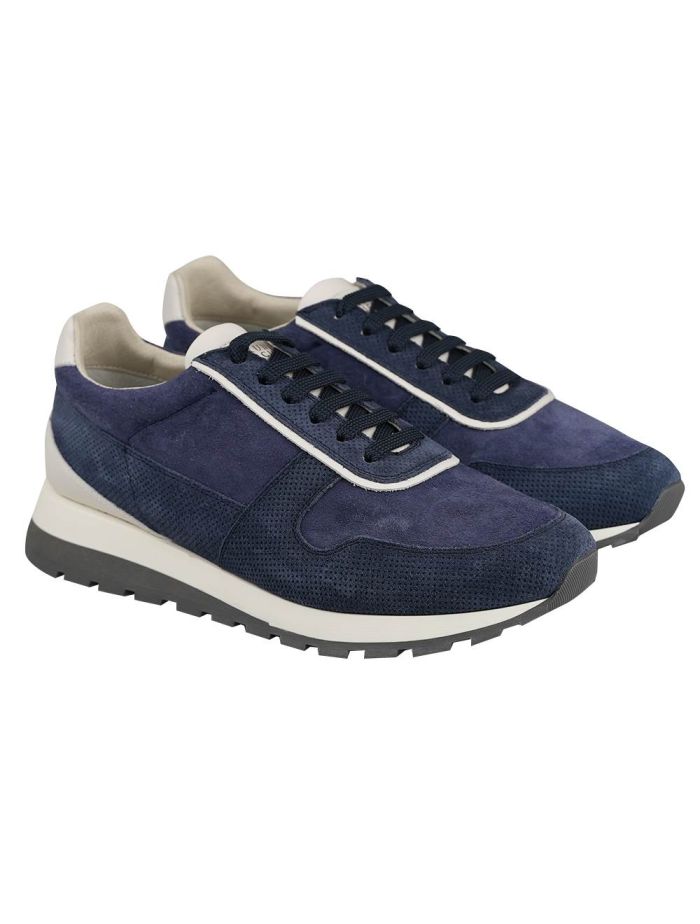 Brunello Cucinelli Blue Leather Suede Sneakers | IsuiT