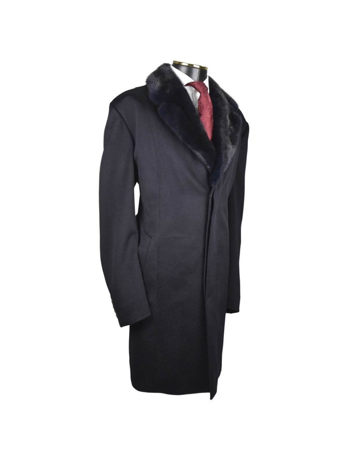Zilli Blue Cashmere Chinchilla Mink Fur Overcoat | IsuiT