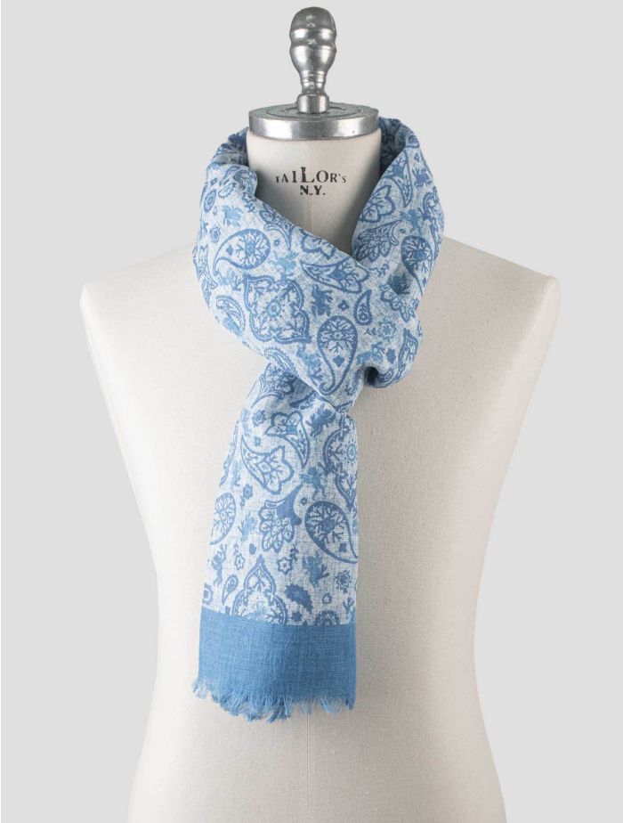 ISAIAコットンリネンストール ISAIAコットンリネンストール Isaia Blue Cotton Linen Scarf