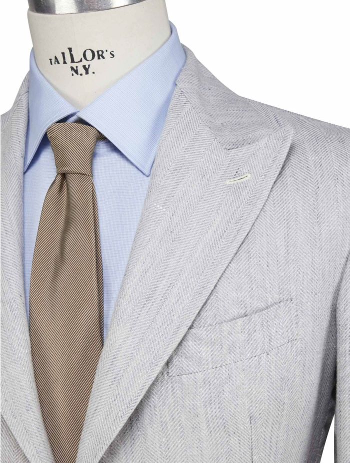 Luigi Borrelli Gray Virgin Wool Silk Linen Blazer | IsuiT