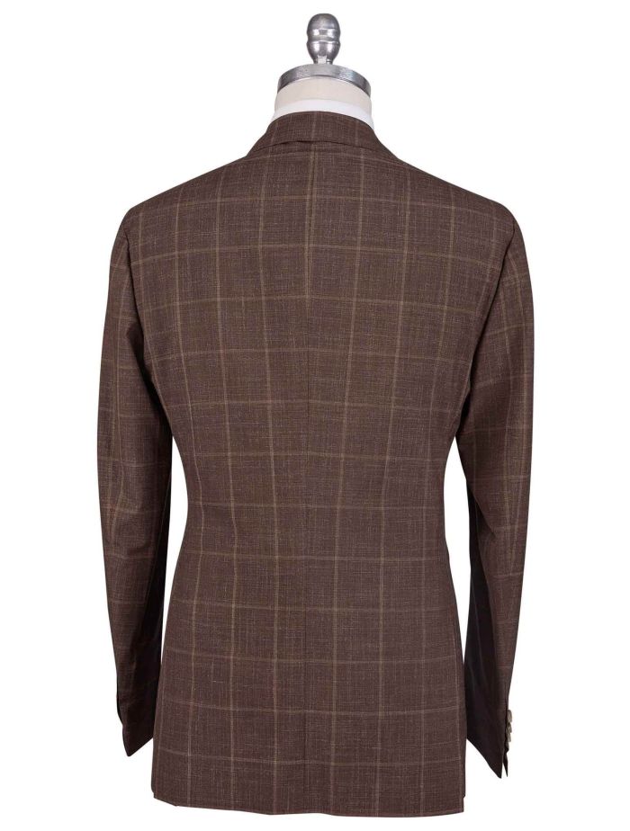 TSJ×TK SUITS BROWN 4 Kiton Brown Virgin Wool Silk Linen Double Breasted Suit | IsuiT