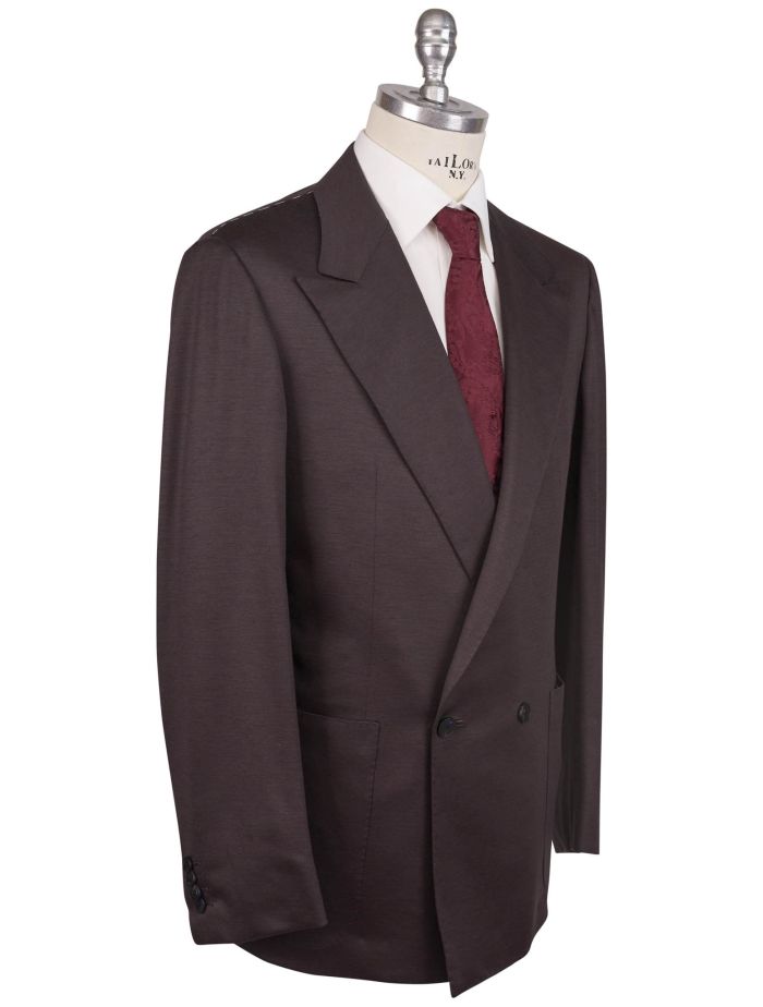 TSJ×TK SUITS BROWN 4 Kiton Brown Virgin Wool Silk Linen Double Breasted Suit | IsuiT