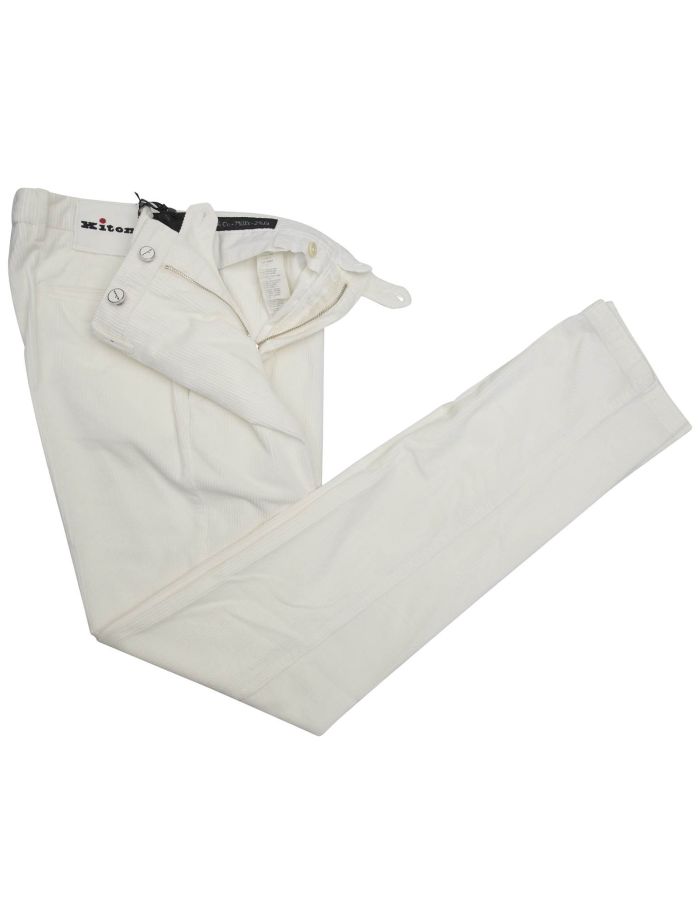 Kiton White Cotton Cashmere Ea Velvet Pants | IsuiT