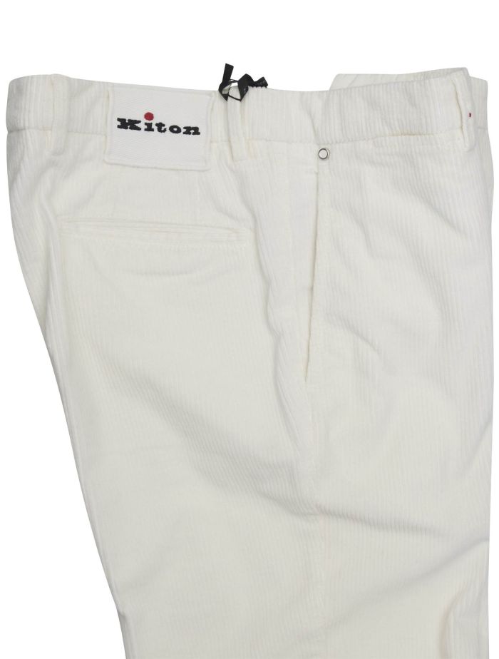 Kiton White Cotton Cashmere Ea Velvet Pants | IsuiT