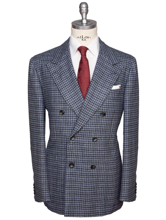 Kiton Multicolor Virgin Wool Silk Linen Double Breasted