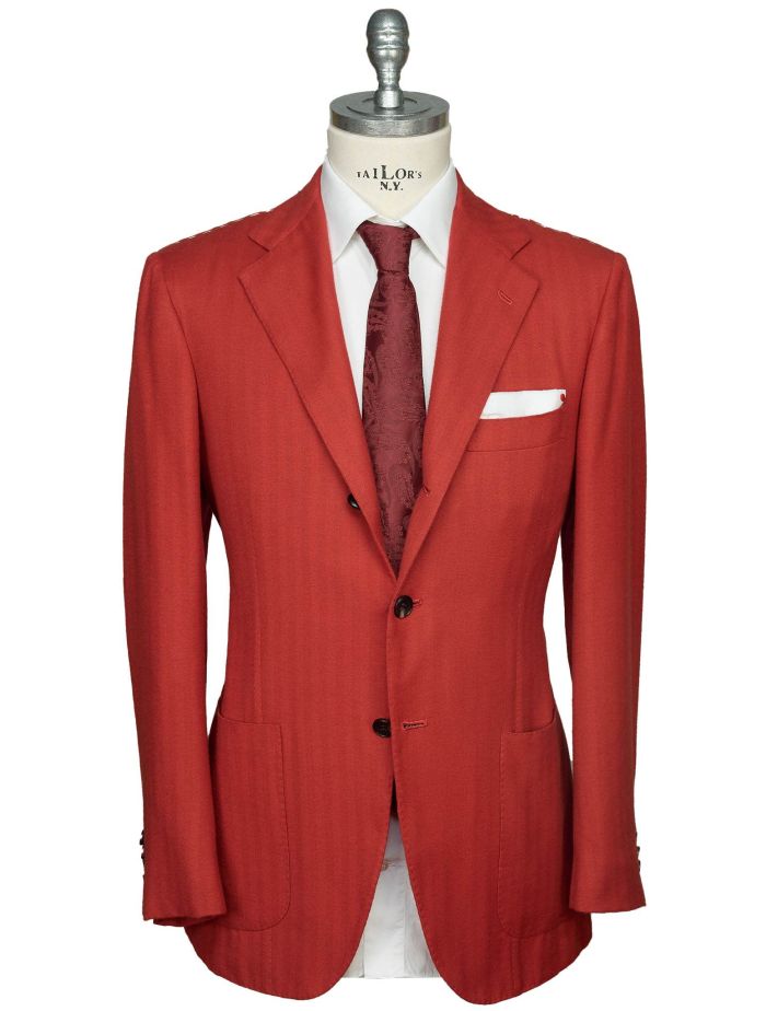 Kiton Red Vicuna Peru Cashmere Silk Blazer | IsuiT