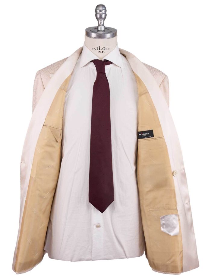 Kiton Beige Cashmere Silk Linen Smoking Blazer | IsuiT