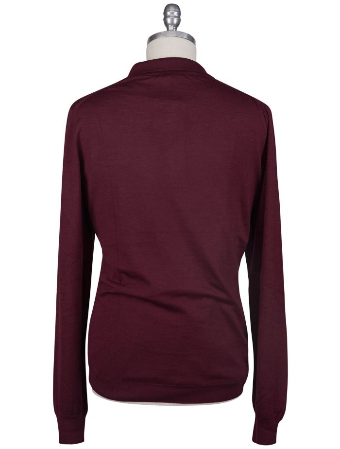 【送料&関税込】Kiton Knit Polo Kiton Burgundy Cashmere Silk Sweater Polo Half Zip | IsuiT