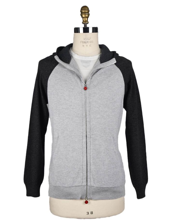 【送料&関税込】Kiton Zip Hoodie With Grey/white Pattern Kiton Light Gray Dark Gray Cashmere Hoody Full Zip | IsuiT