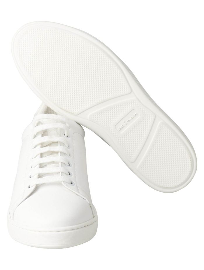 Kiton White Leather and Leather Crocodile Sneaker | IsuiT