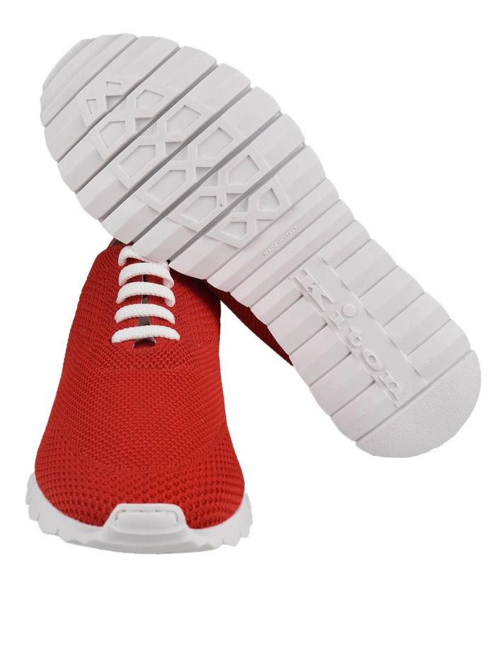 VIP【関税送料無料】希少 KITON LOGO COTTON SNEAKERS Kiton Sneakers Shoes K Logo White Brown