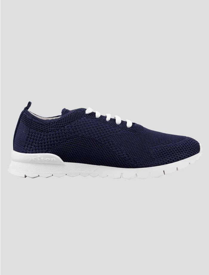 Kiton Blue Navy Cotton Ea Sneakers | IsuiT