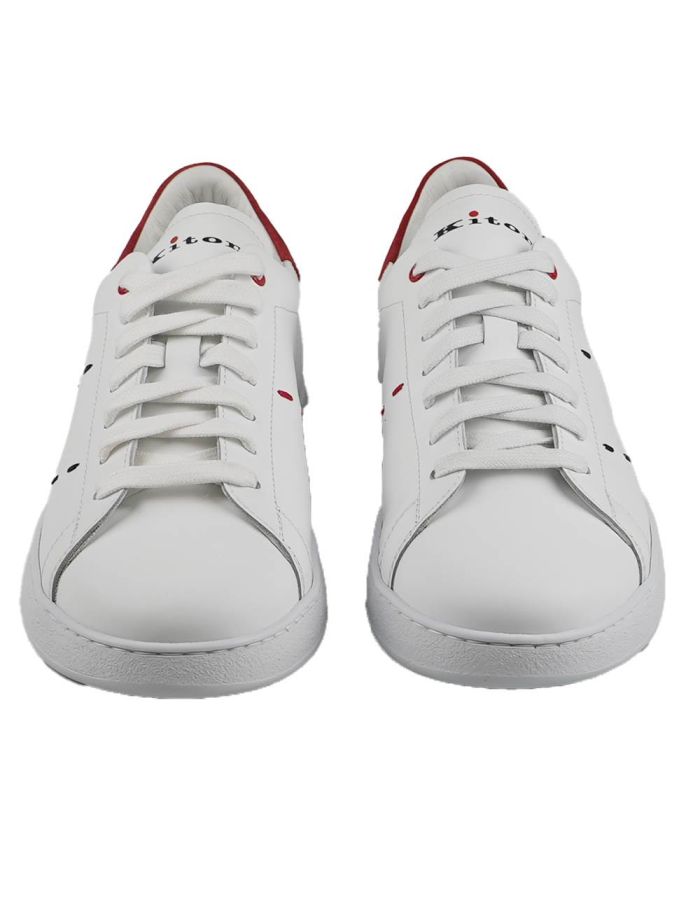 スニーカー KITON Men Sneakers USSA088N008790600AWHITE White KNT Kiton White Pink Leather Sneakers – 2Men