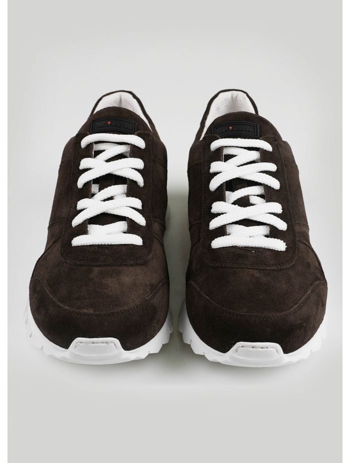 Kiton Dark Brown Leather Suede Sneakers | IsuiT