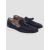 Kiton Blue Leather Crocodile Leather Suede Loafers KSY9 1