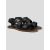 Isaia Isaia Black Leather Leather Crocodile Sandals Black 000