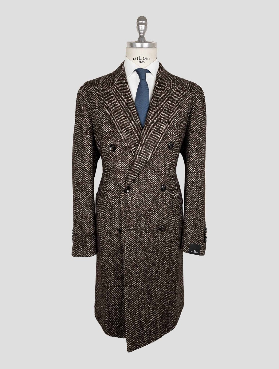 Tagliatore Brown Wool Overcoat