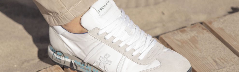 Premiata luxury Italian handcrafted sneakers leather shoes premium materials contemporary design Montegranaro since 1885 buy online discounted prices free shipping